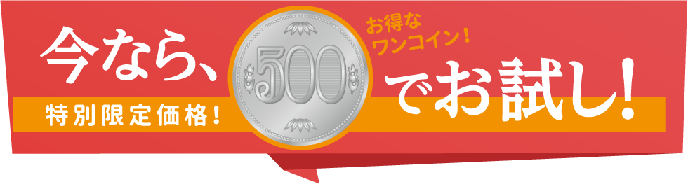 今なら、ワンコインでお試し!